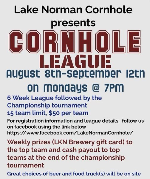Our 6 week CornHole League starts TONIGHT!!  For more details and to register, f